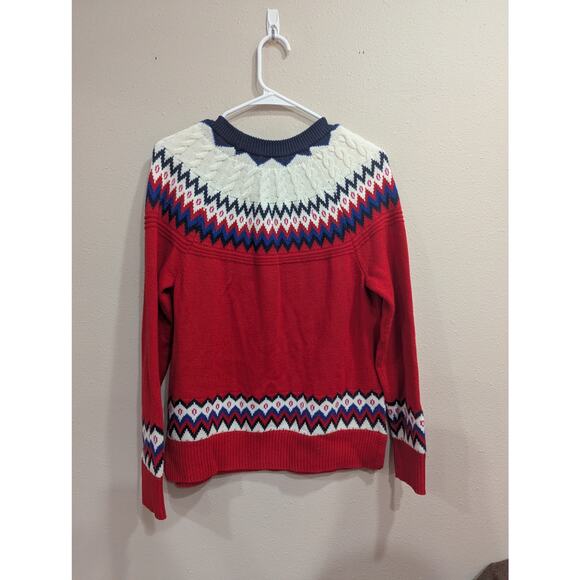 Fair Isle style red white & blue chunky knit sweater by Charter Club size Medium - Picture 4 of 8
